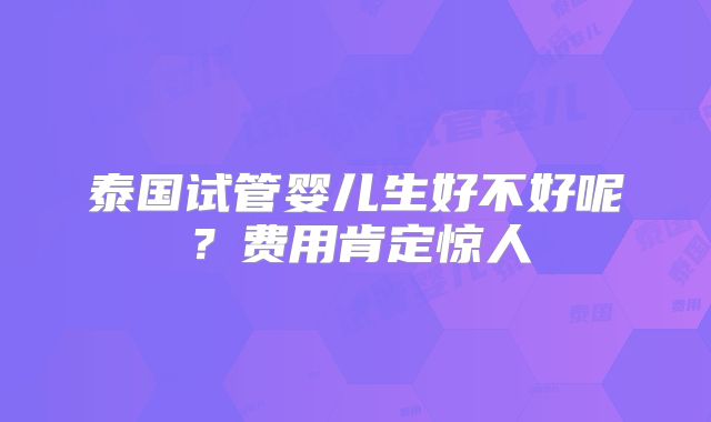 泰国试管婴儿生好不好呢？费用肯定惊人