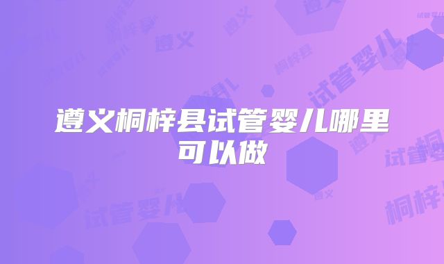 遵义桐梓县试管婴儿哪里可以做