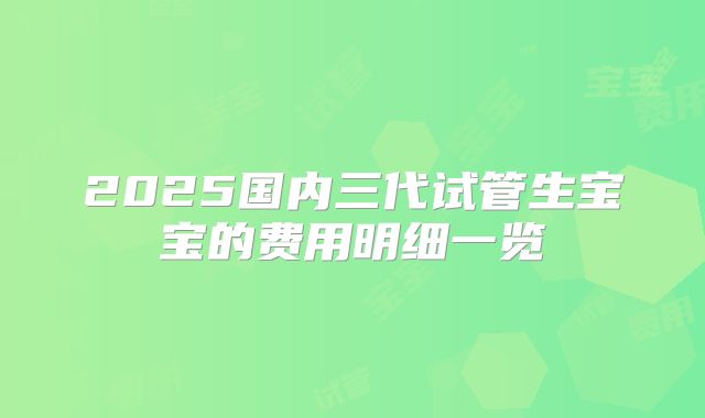 2025国内三代试管生宝宝的费用明细一览