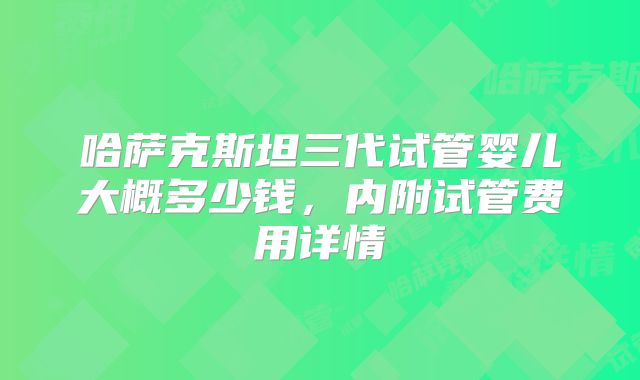 哈萨克斯坦三代试管婴儿大概多少钱，内附试管费用详情