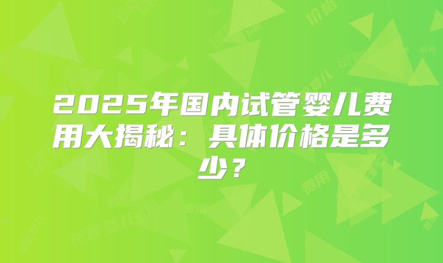 2025年国内试管婴儿费用大揭秘:具体价格是多少?