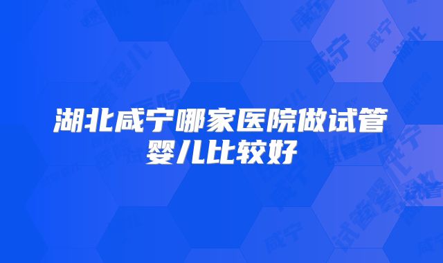 湖北咸宁哪家医院做试管婴儿比较好