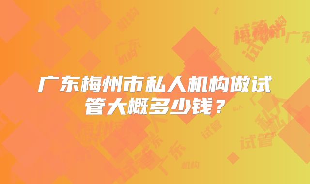 广东梅州市私人机构做试管大概多少钱？