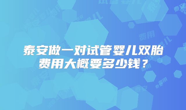 泰安做一对试管婴儿双胎费用大概要多少钱？