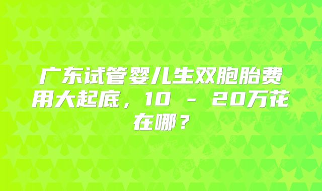 广东试管婴儿生双胞胎费用大起底,10 - 20万花在哪?