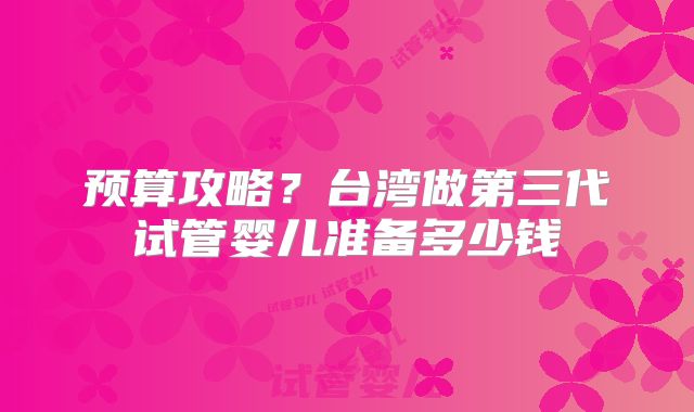 预算攻略？台湾做第三代试管婴儿准备多少钱