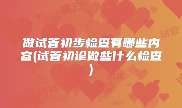 做试管初步检查有哪些内容(试管初诊做些什么检查)