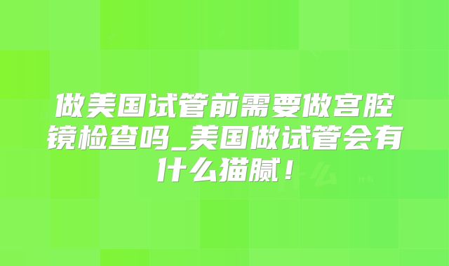 做美国试管前需要做宫腔镜检查吗_美国做试管会有什么猫腻!