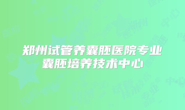 郑州试管养囊胚医院专业囊胚培养技术中心