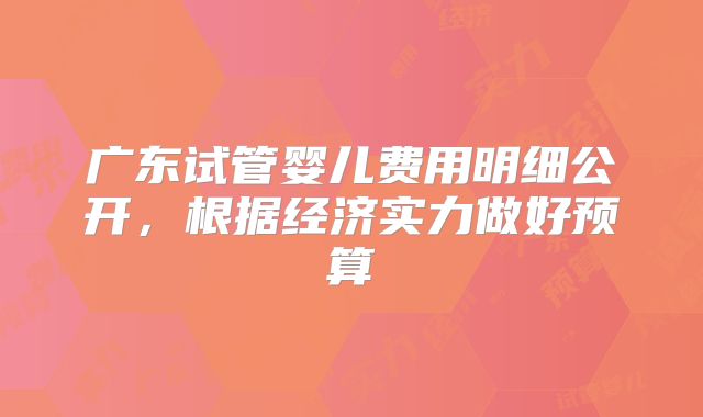 广东试管婴儿费用明细公开,根据经济实力做好预算