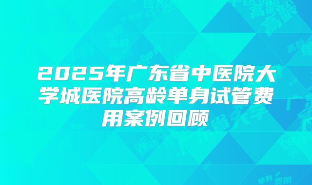 2025年广东省中医院大学城医院高龄单身试管费用案例回顾