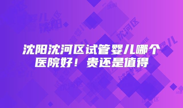 沈阳沈河区试管婴儿哪个医院好!贵还是值得