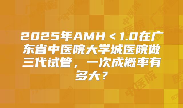 2025年AMH＜1.0在广东省中医院大学城医院做三代试管，一次成概率有多大？