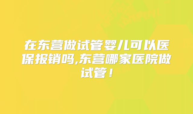 在东营做试管婴儿可以医保报销吗,东营哪家医院做试管！