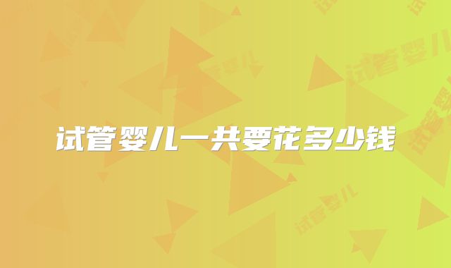 试管婴儿一共要花多少钱