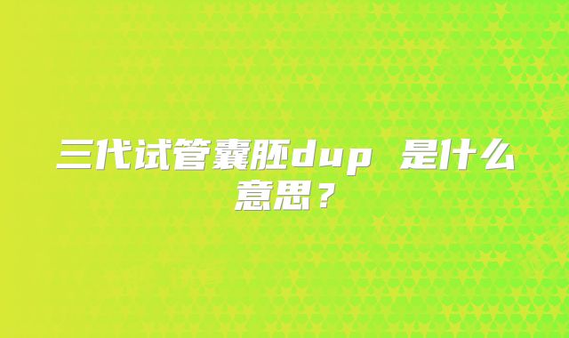 三代试管囊胚dup 是什么意思？