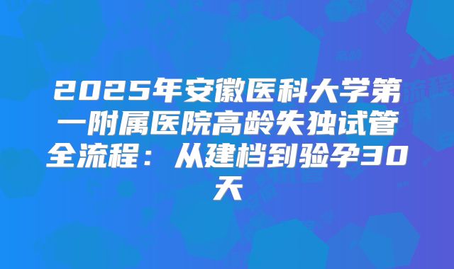2025年安徽医科大学第一附属医院高龄失独试管全流程:从建档到验孕30天