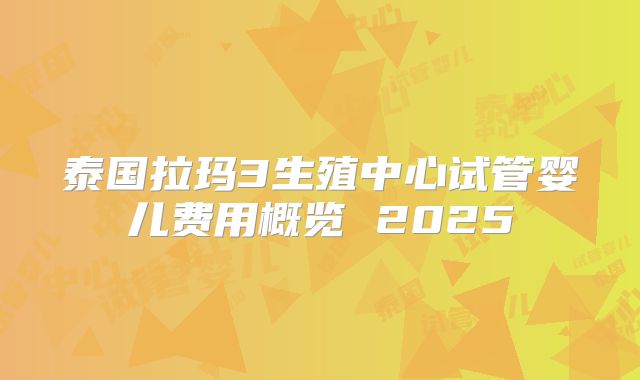 泰国拉玛3生殖中心试管婴儿费用概览 2025