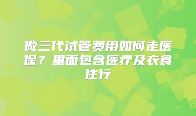 做三代试管费用如何走医保?里面包含医疗及衣食住行