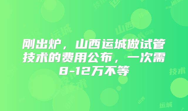 刚出炉，山西运城做试管技术的费用公布，一次需8-12万不等