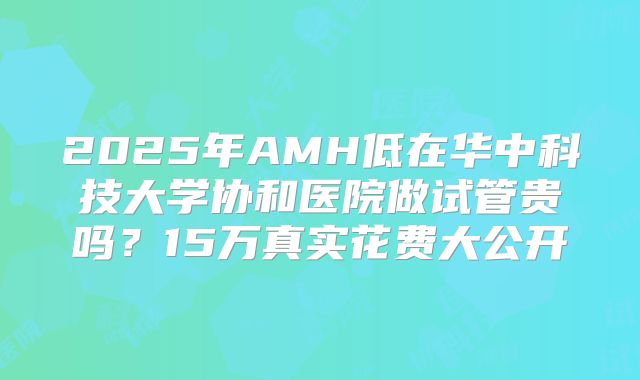 2025年AMH低在华中科技大学协和医院做试管贵吗?15万真实花费大公开