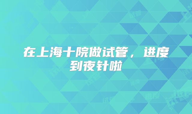在上海十院做试管，进度到夜针啦
