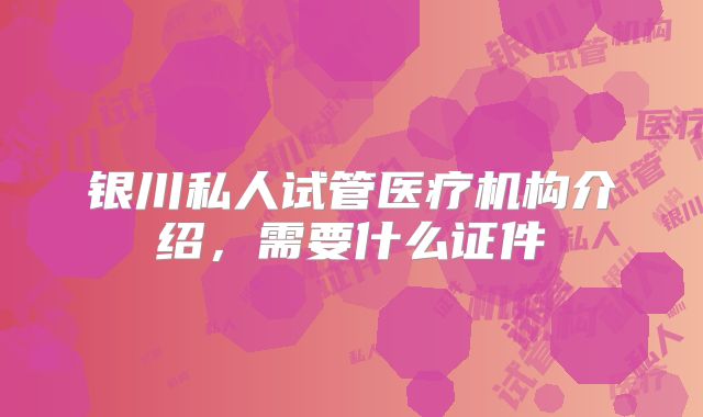 银川私人试管医疗机构介绍,需要什么证件