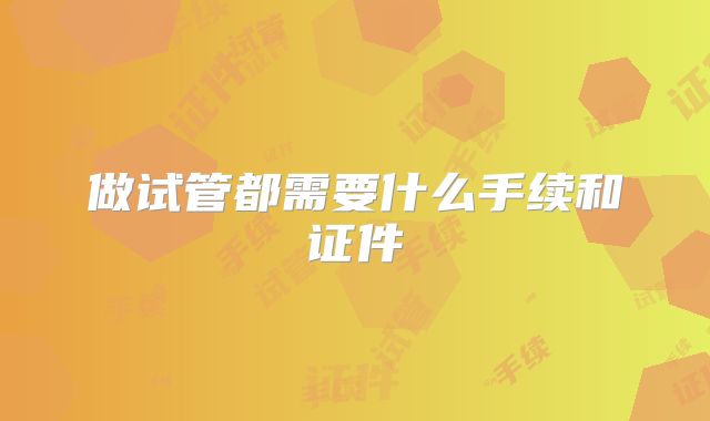做试管都需要什么手续和证件