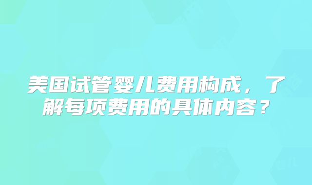美国试管婴儿费用构成,了解每项费用的具体内容?