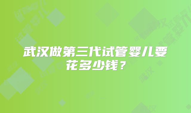 武汉做第三代试管婴儿要花多少钱?