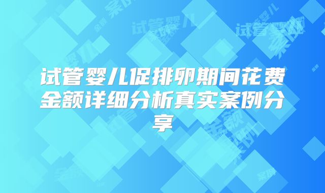 试管婴儿促排卵期间花费金额详细分析真实案例分享