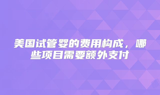 美国试管婴的费用构成，哪些项目需要额外支付