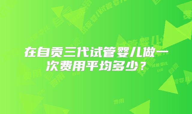 在自贡三代试管婴儿做一次费用平均多少？