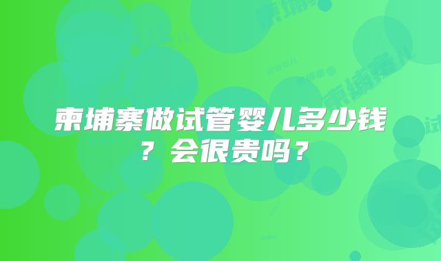 柬埔寨做试管婴儿多少钱?会很贵吗?