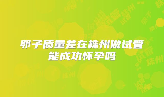 卵子质量差在株州做试管能成功怀孕吗
