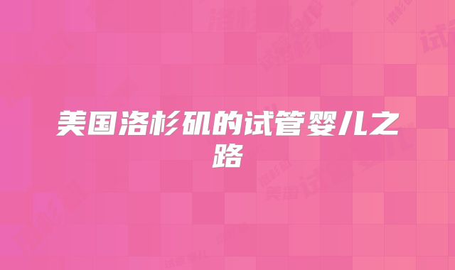 美国洛杉矶的试管婴儿之路