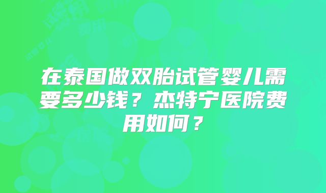 在泰国做双胎试管婴儿需要多少钱?杰特宁医院费用如何?