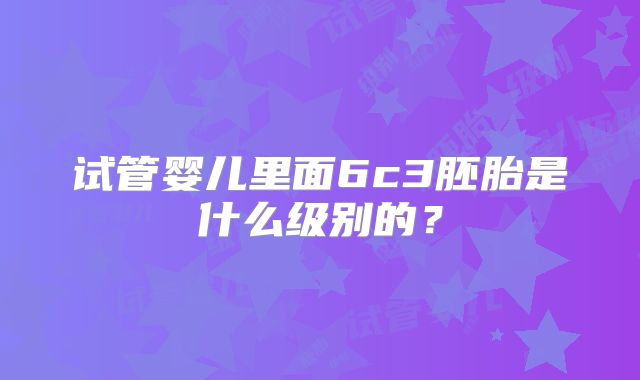 试管婴儿里面6c3胚胎是什么级别的？