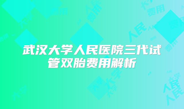 武汉大学人民医院三代试管双胎费用解析