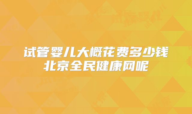 试管婴儿大概花费多少钱北京全民健康网呢