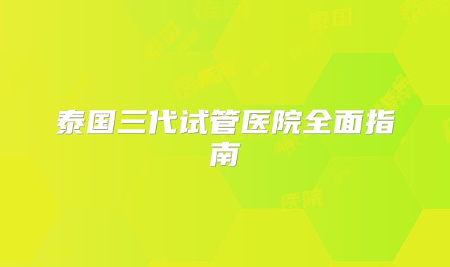 泰国三代试管医院全面指南