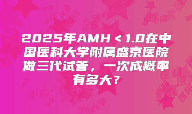 2025年AMH＜1.0在中国医科大学附属盛京医院做三代试管，一次成概率有多大？