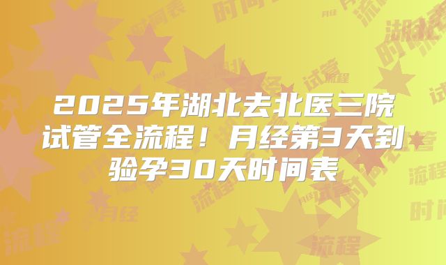 2025年湖北去北医三院试管全流程!月经第3天到验孕30天时间表