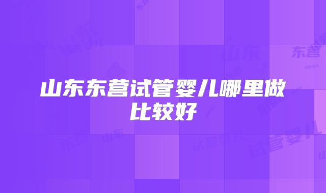 山东东营试管婴儿哪里做比较好