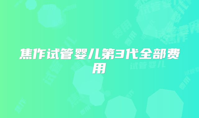 焦作试管婴儿第3代全部费用