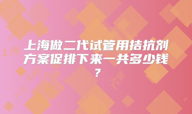上海做二代试管用拮抗剂方案促排下来一共多少钱?