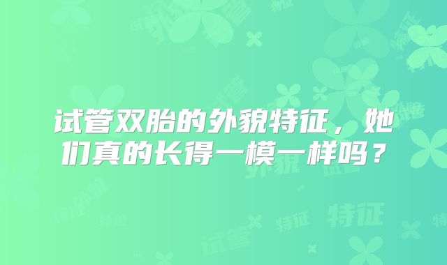试管双胎的外貌特征,她们真的长得一模一样吗?