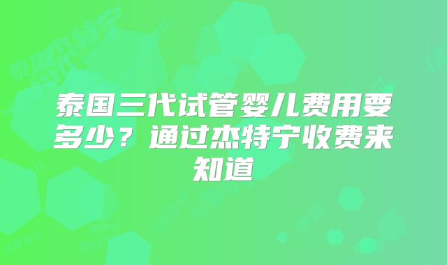 泰国三代试管婴儿费用要多少?通过杰特宁收费来知道