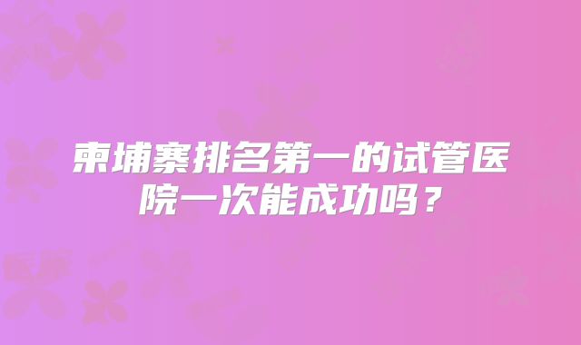 柬埔寨排名第一的试管医院一次能成功吗?