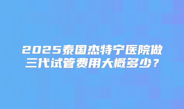 2025泰国杰特宁医院做三代试管费用大概多少?